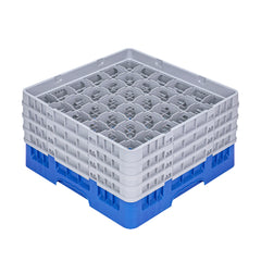 Clean Tek Professional Blue Glass Rack - 36 Compartments, 1 Full Drop and 3 Half Drop Extenders - 19 3/4