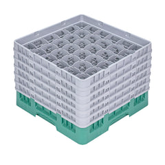 Clean Tek Professional Green Glass Rack - 36 Compartments, 1 Full Drop and 5 Half Drop Extenders - 19 3/4