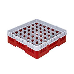 Clean Tek Professional Red Glass Rack - 49 Compartments, 1 Full Drop Extender - 19 3/4