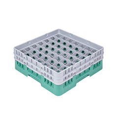 Clean Tek Professional Green Glass Rack - 49 Compartments, 1 Full Drop and 1 Half Drop Extender - 19 3/4