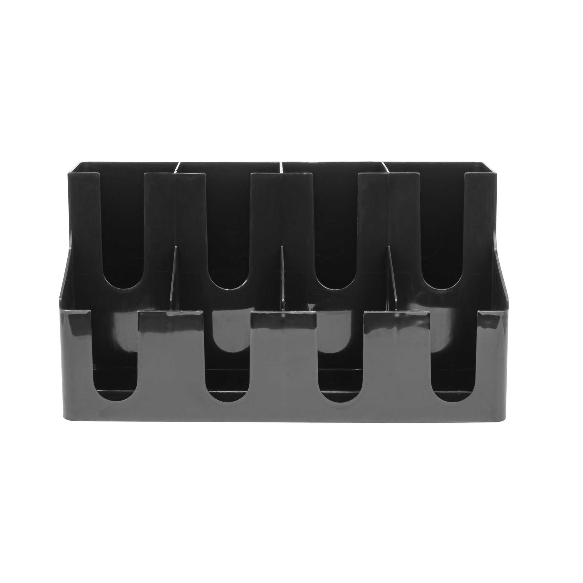 Restpresso Black Plastic Coffee Cup / Lid Organizer - 8 Section - 16 1/4" x 8 1/4" x 8 3/4" - 6 count box