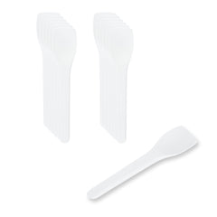 Basic Nature White CPLA Plastic Ice Cream Spoon - Heat-Resistant, Compostable - 4