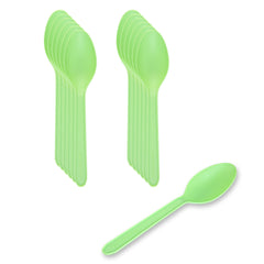 Basic Nature Green CPLA Plastic Dessert Spoon - Heat-Resistant, Compostable - 5