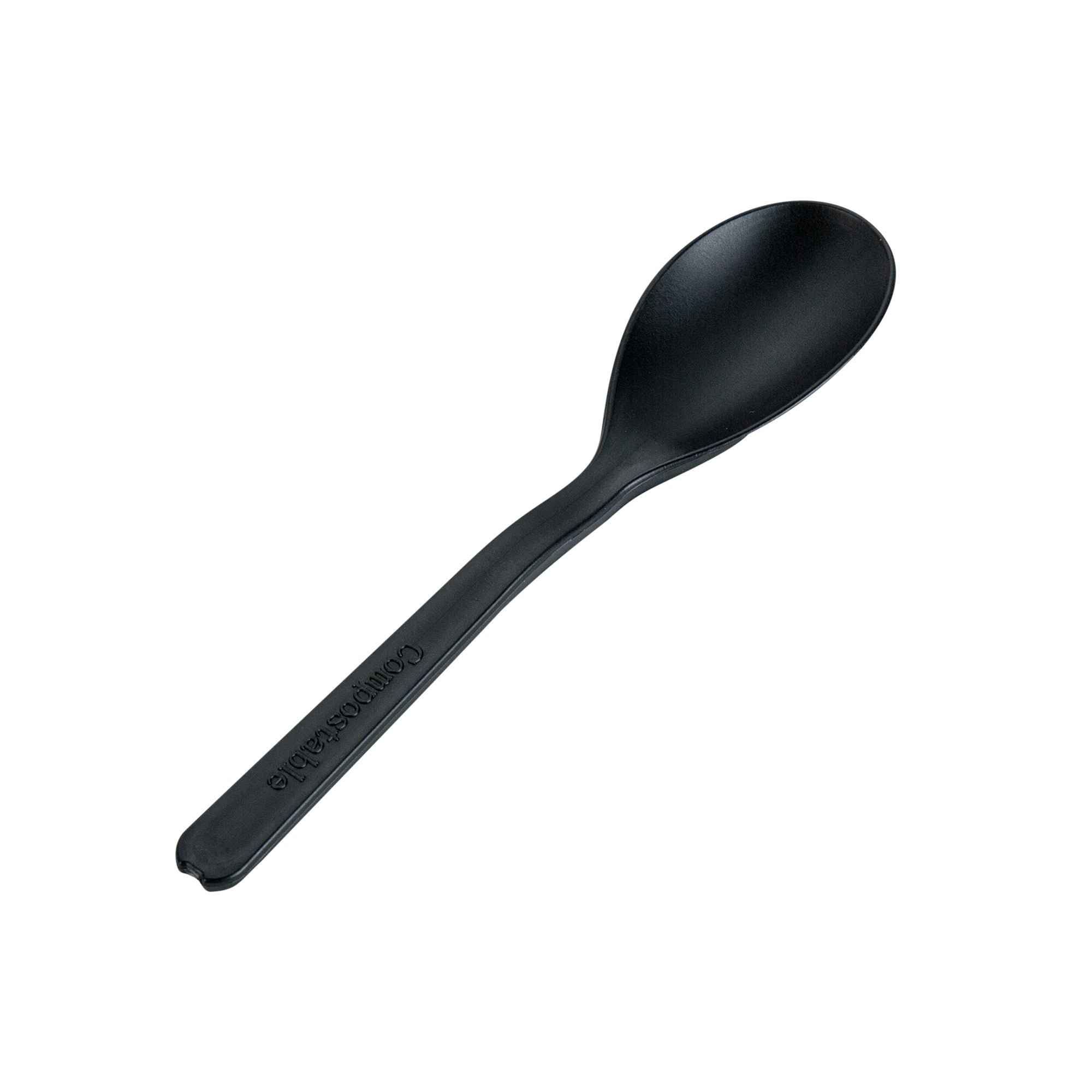 Basic Nature Black CPLA Plastic Mini Spoon - Heat-Resistant, Compostable - 4" - 1000 count box