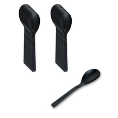 Basic Nature Black CPLA Plastic Mini Spoon - Heat-Resistant, Compostable - 4