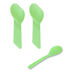Basic Nature Green CPLA Plastic Mini Spoon - Heat-Resistant, Compostable - 4