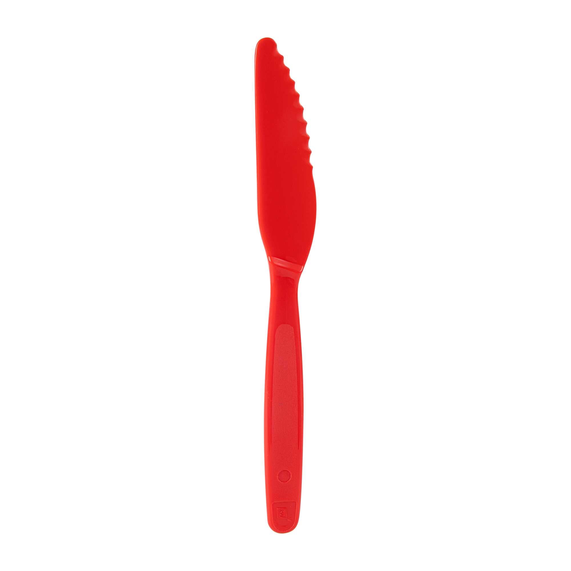 RW Kids Red Plastic Knife - 7" - 10 count box