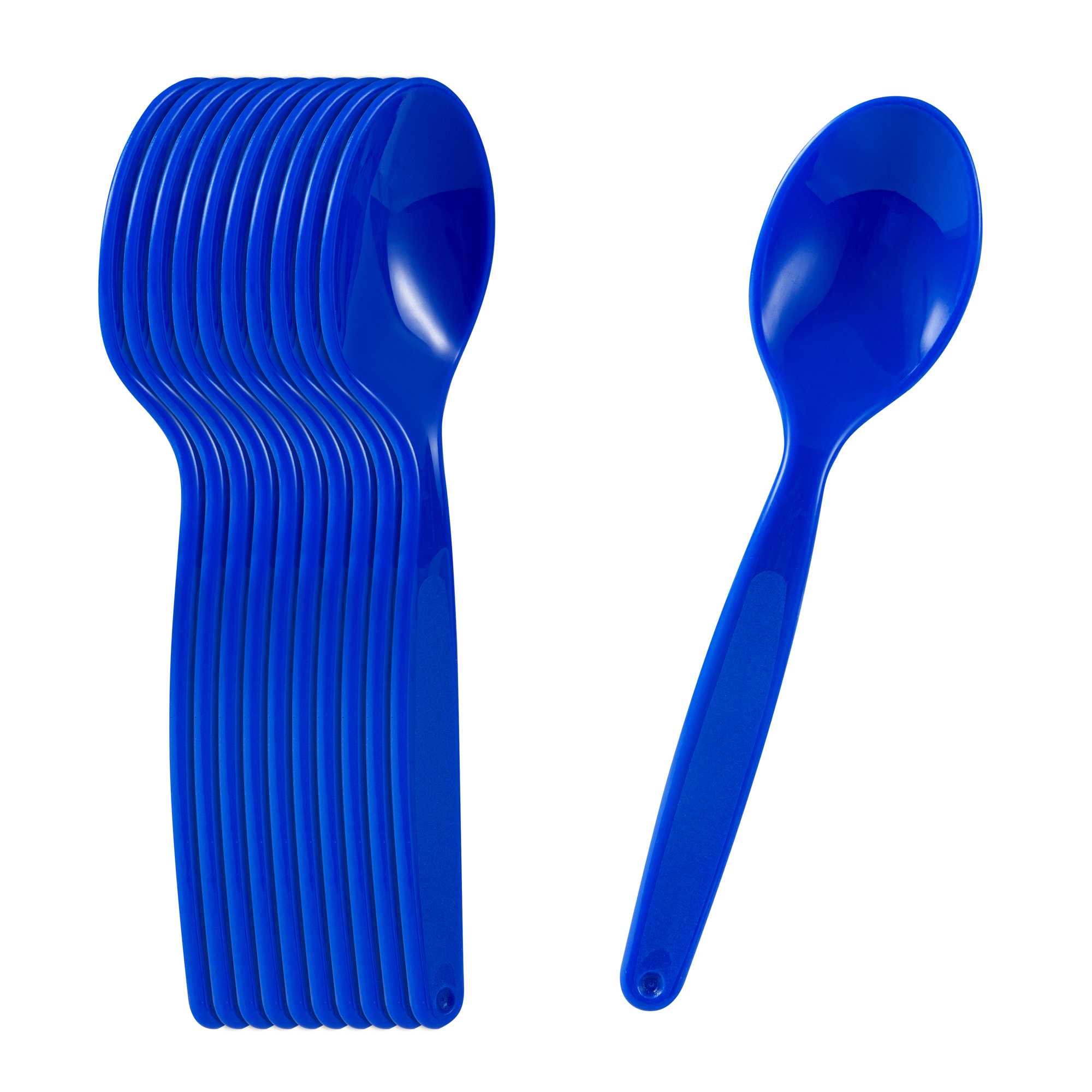 RW Kids Blue Plastic Spoon - 6 3/4" x 1 1/4" - 10 count box