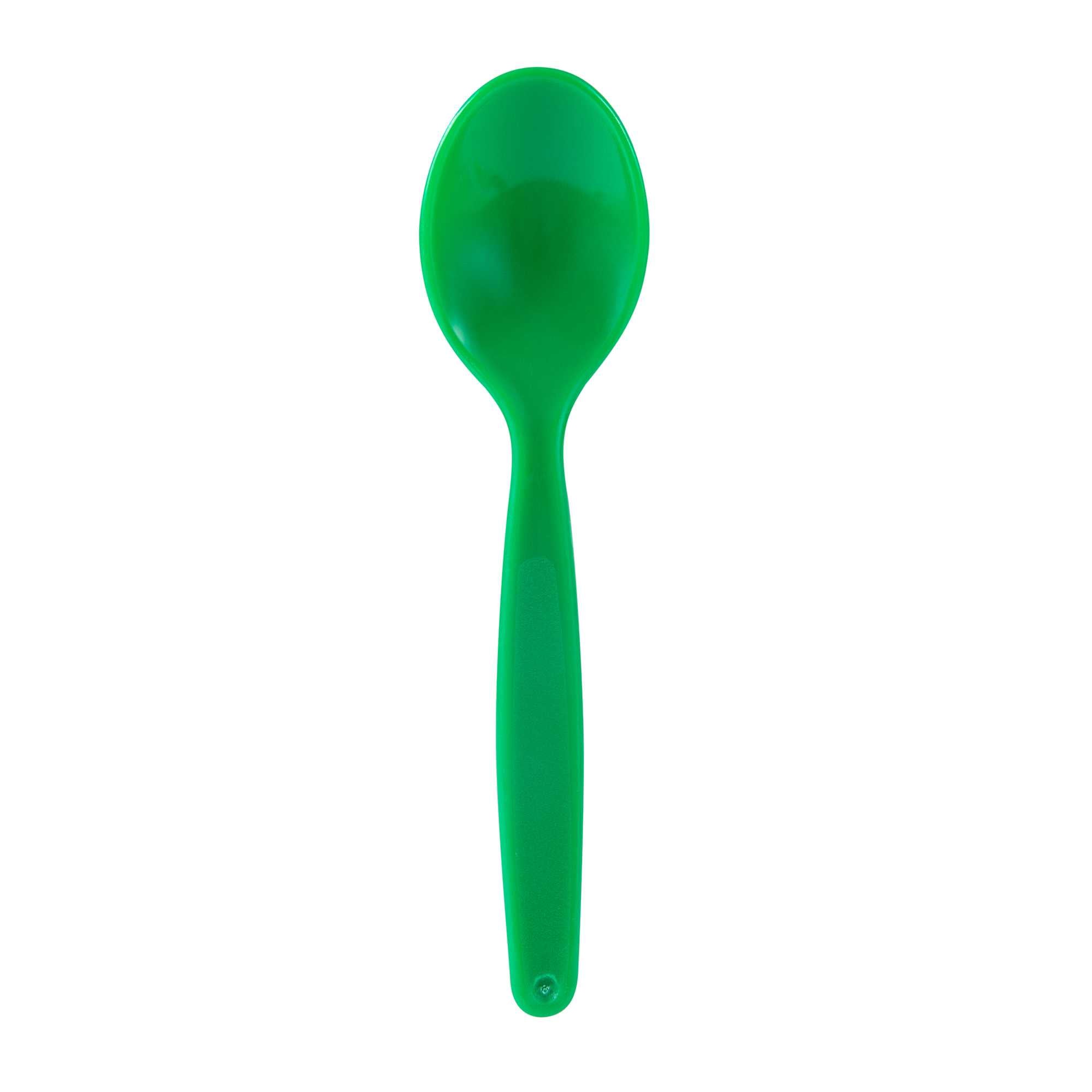RW Kids Green Plastic Spoon - 6 3/4" x 1 1/4" - 10 count box