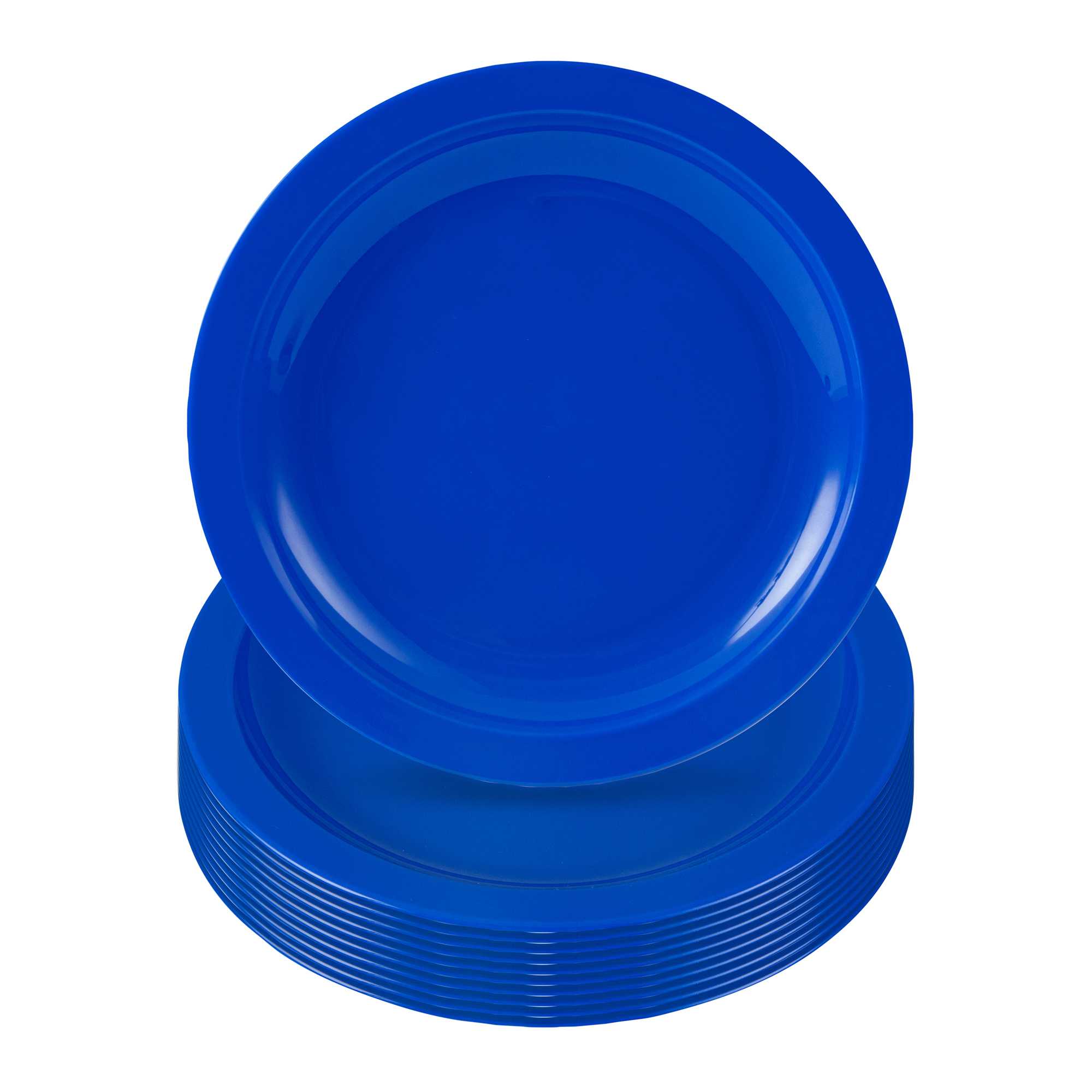 RW Kids Round Blue Plastic Plate - 6 3/4" x 6 3/4" - 10 count box