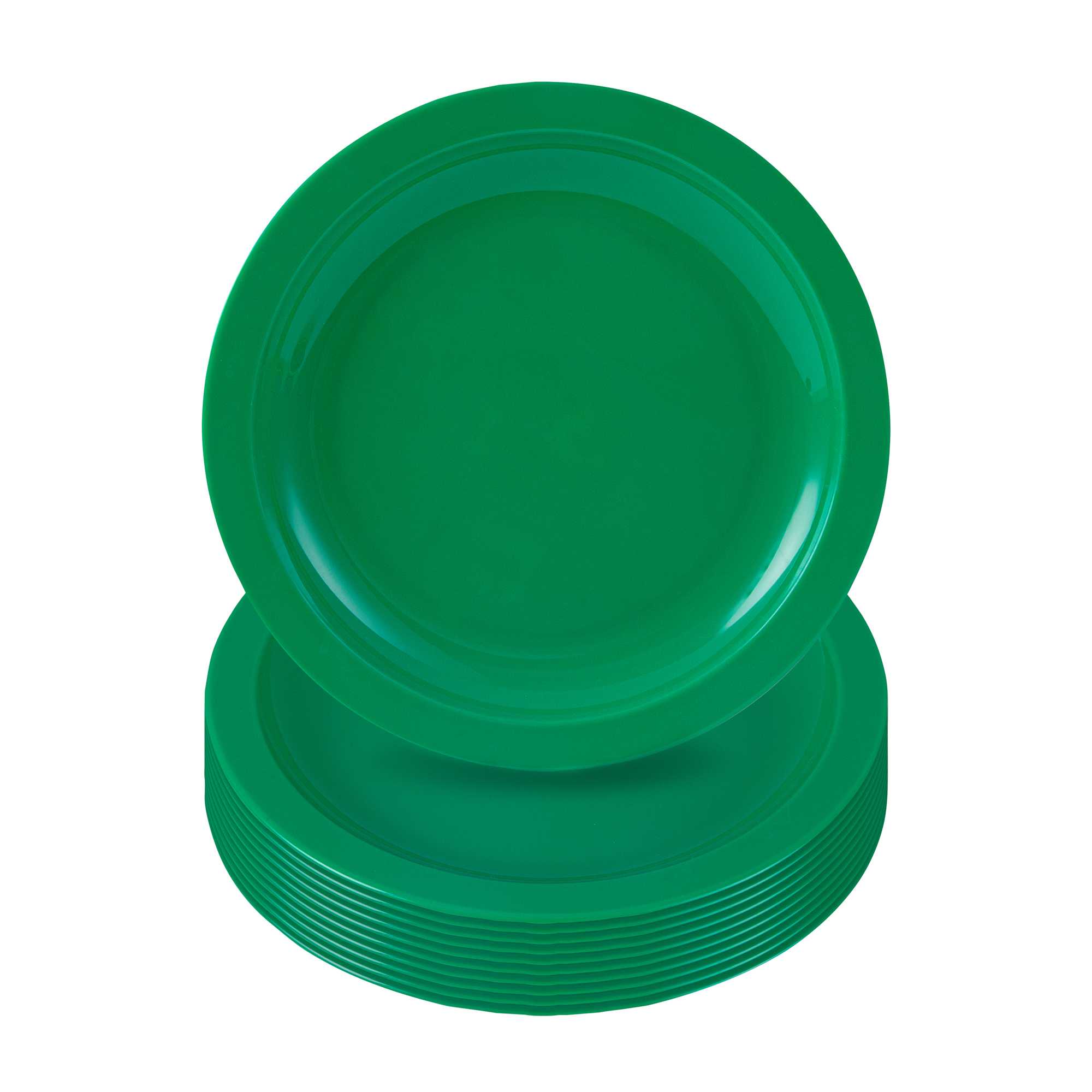 RW Kids Round Green Plastic Plate - 6 3/4" x 6 3/4" - 10 count box