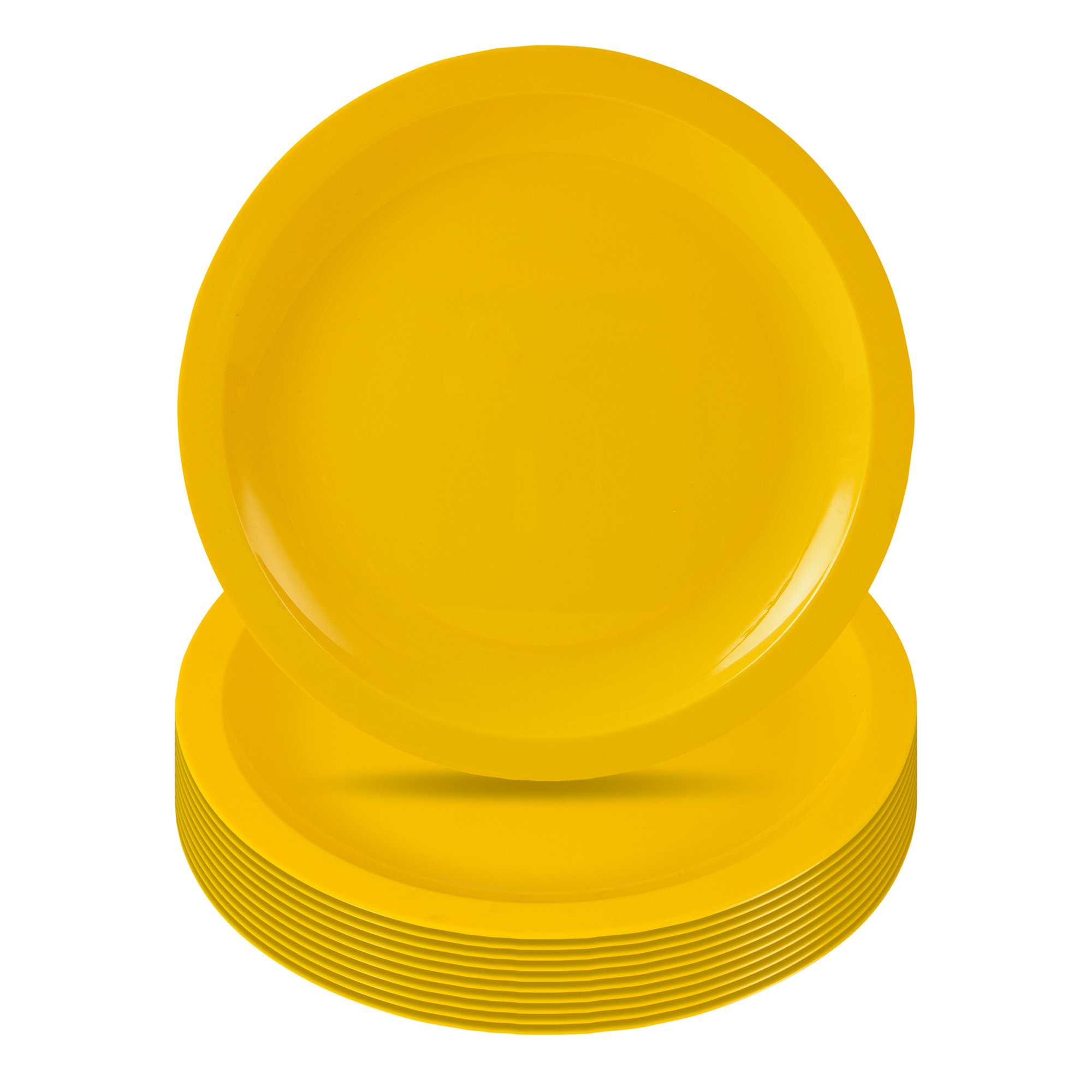 RW Kids Round Yellow Plastic Plate - 9" x 9" - 10 count box