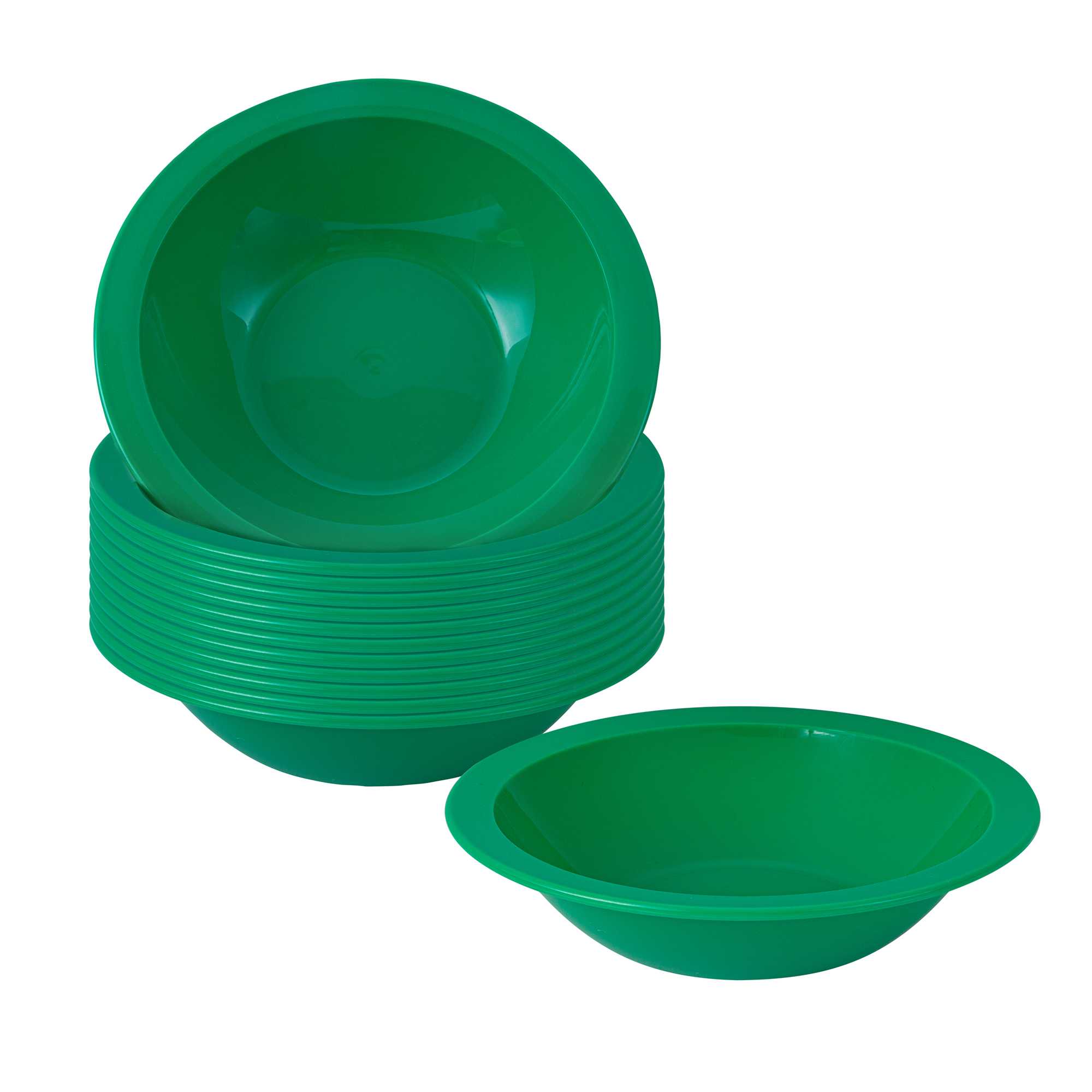 RW Kids 14 oz Round Green Plastic Bowl - 6 3/4" x 6 3/4" x 4 1/4" - 10 count box