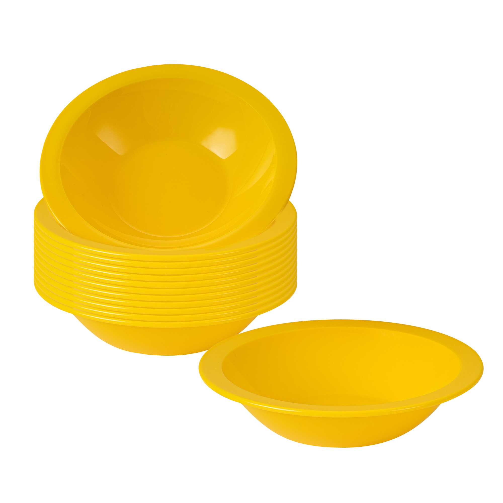 RW Kids 14 oz Round Yellow Plastic Bowl - 6 3/4" x 6 3/4" x 4 1/4" - 10 count box