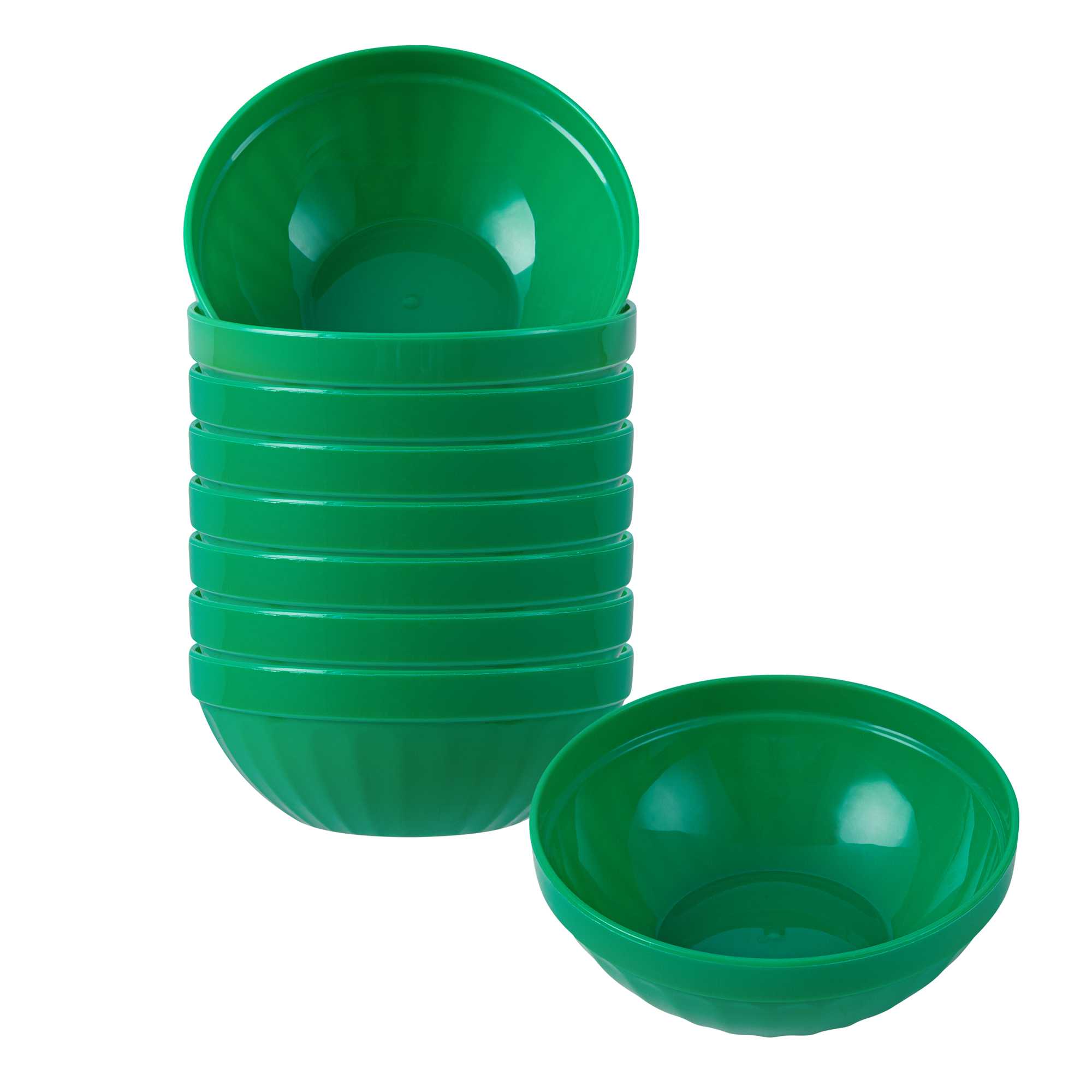 RW Kids 7 oz Round Green Plastic Bowl - 4" x 4" x 7" - 10 count box