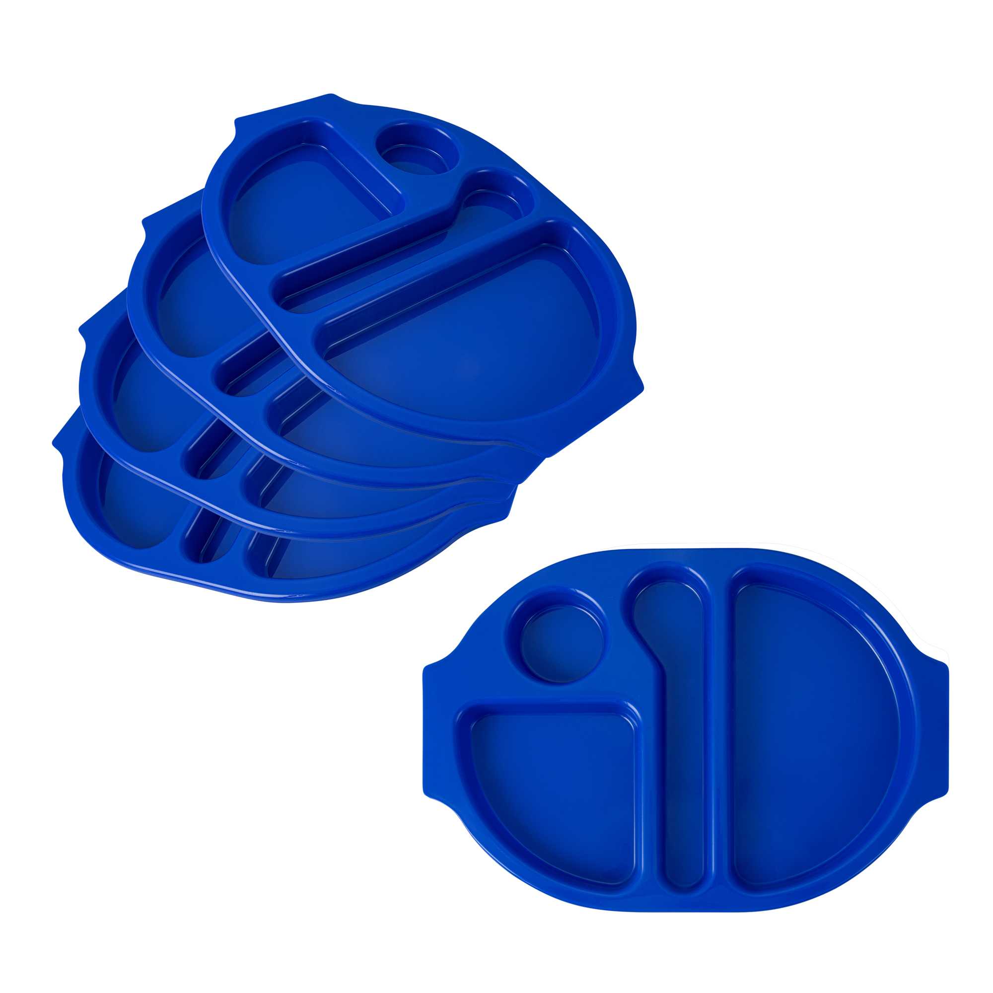 RW Kids Blue Plastic Lunch Tray - 4 Compartments - 14 3/4" x 11" x 1" - 10 count box