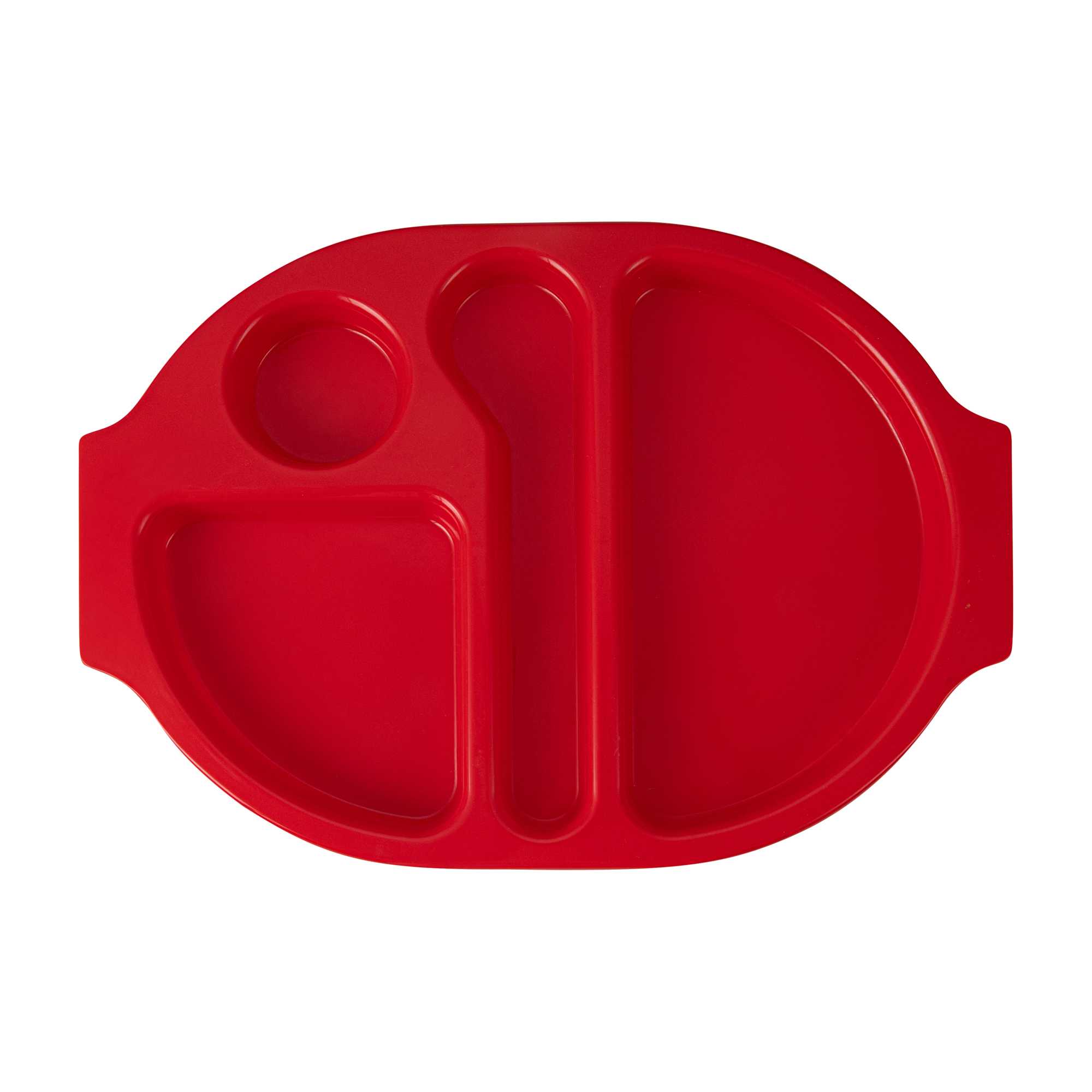 RW Kids Red Plastic Lunch Tray - 4 Compartments - 14 3/4" x 11" x 1" - 10 count box