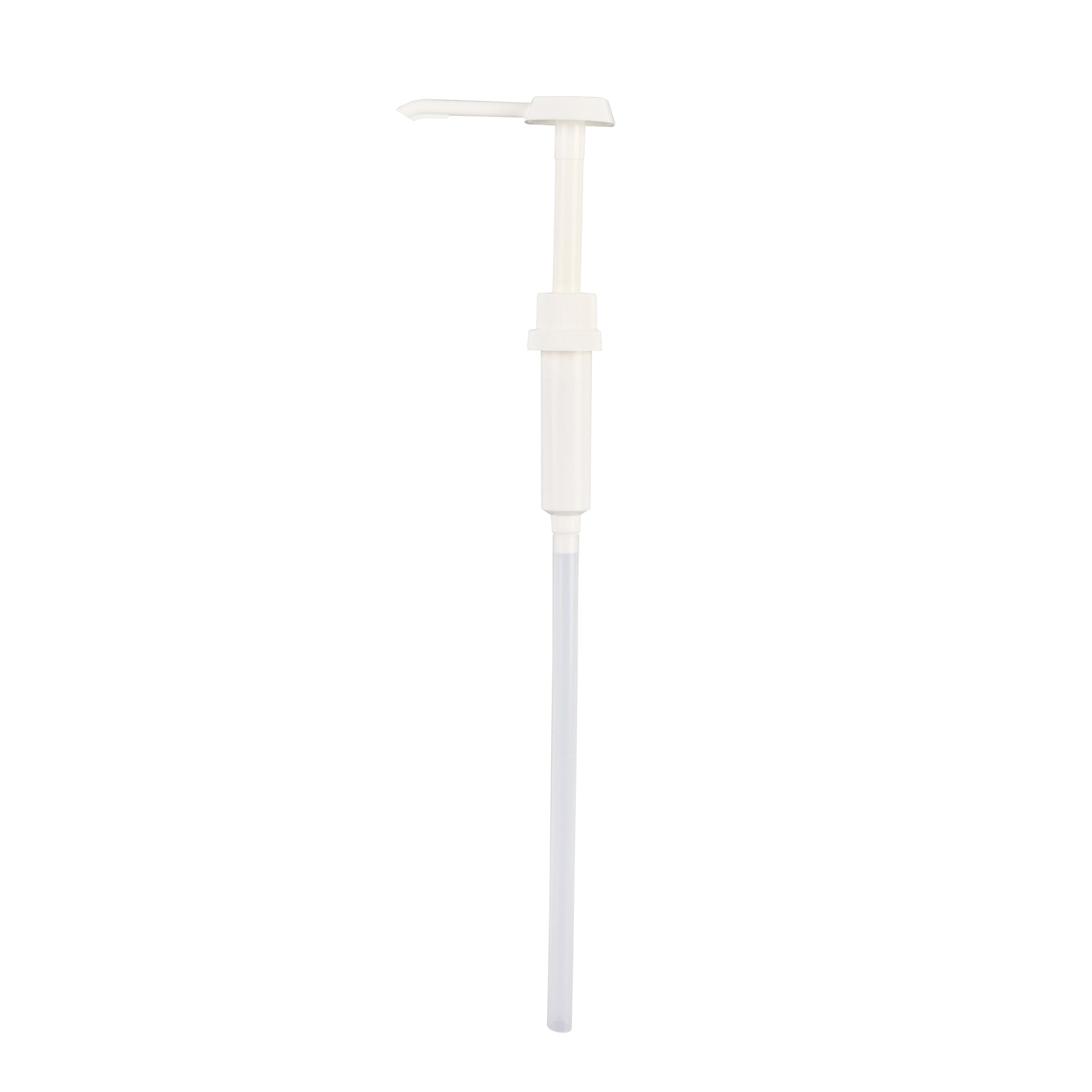 Met Lux 1 oz White Plastic Condiment Pump - with 11" Trimmable Dip Tube - 1 count box