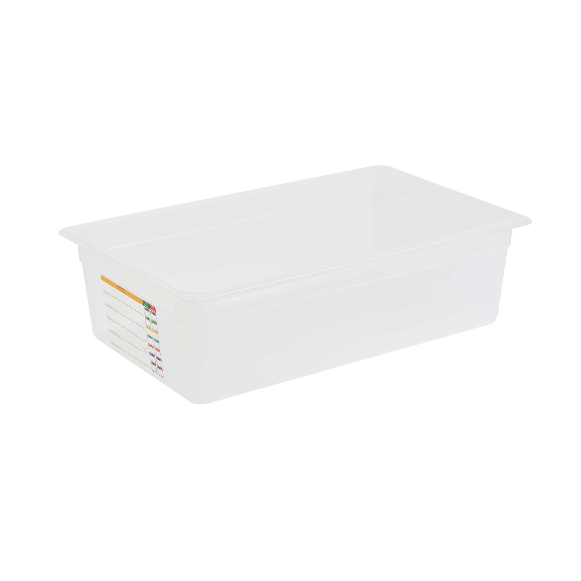 Met Lux Rectangle White Polypropylene Full Size Food Pan - 6" Deep, with Label - 1 count box