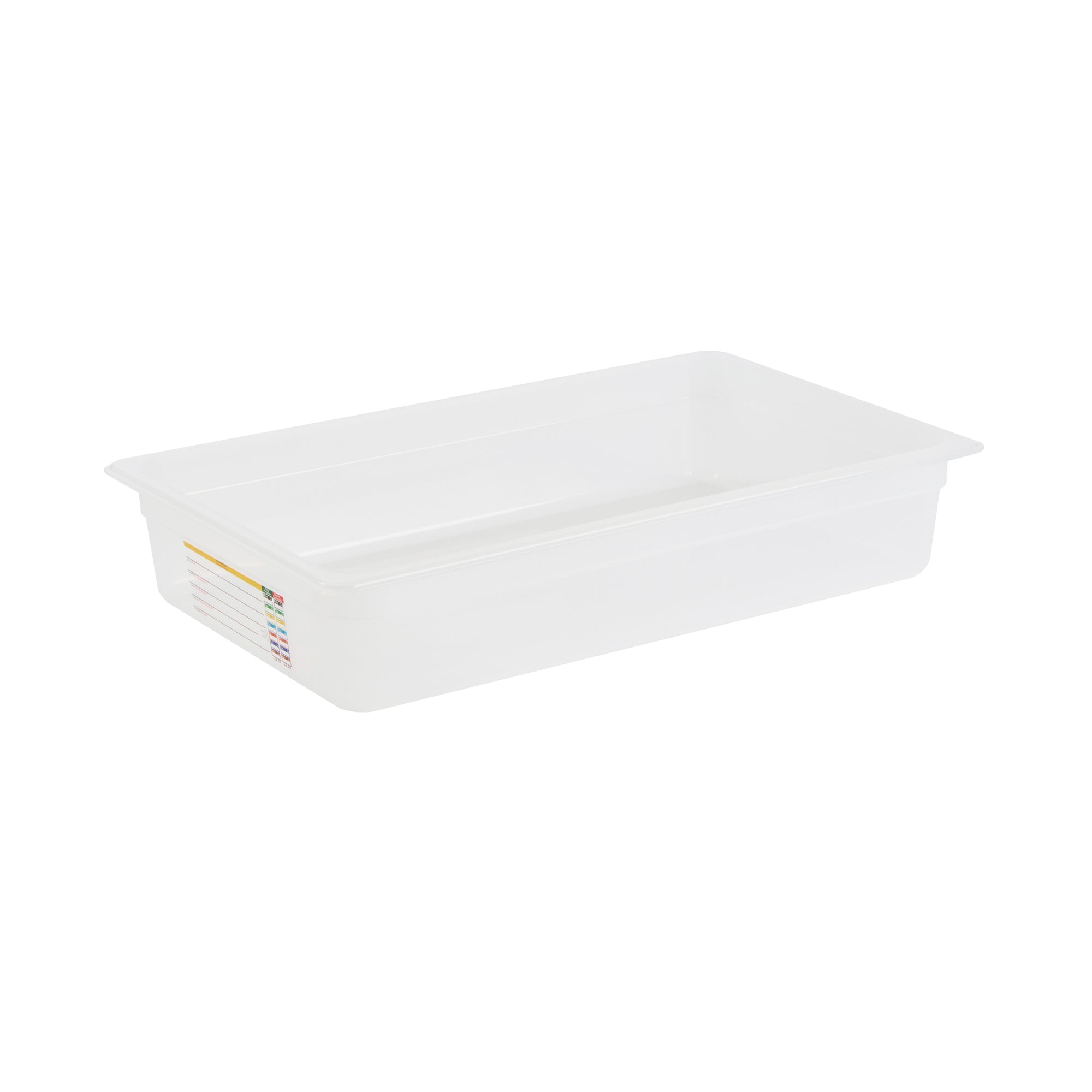 Met Lux Rectangle White Polypropylene Full Size Food Pan - 4" Deep, with Label - 10 count box