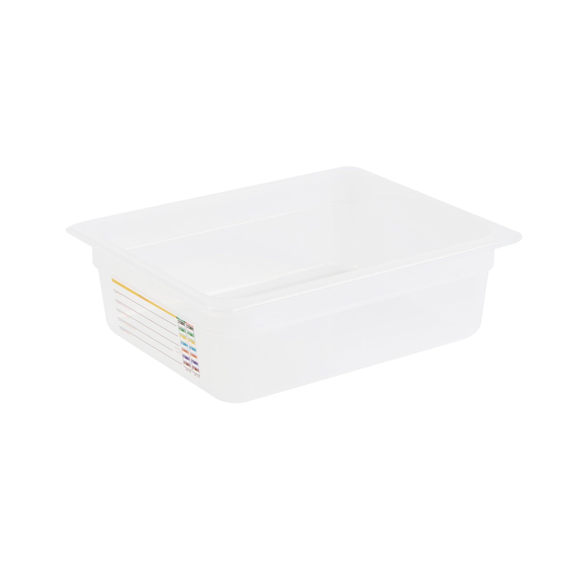 Met Lux Rectangle White Polypropylene Half Size Food Pan - 4" Deep, with Label - 10 count box