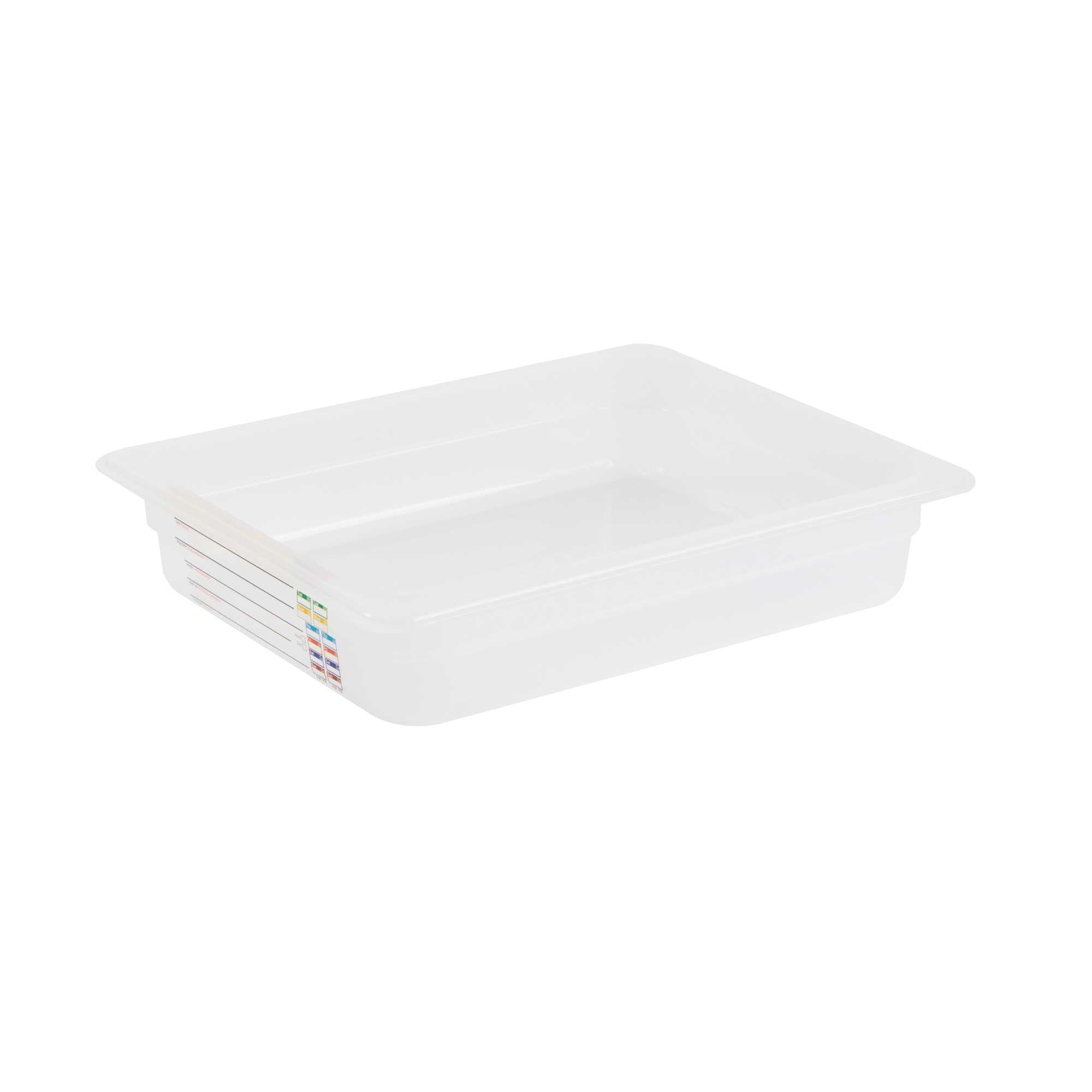 Met Lux Rectangle White Polypropylene Half Size Food Pan - 2.5" Deep, with Label - 1 count box