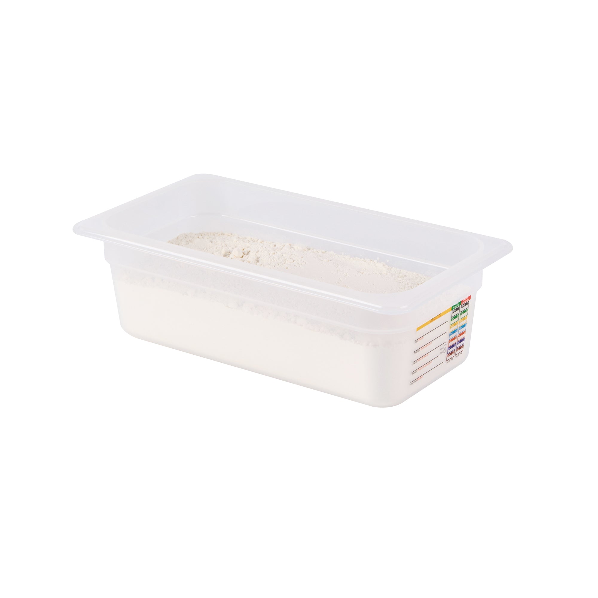 Met Lux Rectangle White Polypropylene 1/3 Size Food Pan - 4" Deep, with Label - 10 count box