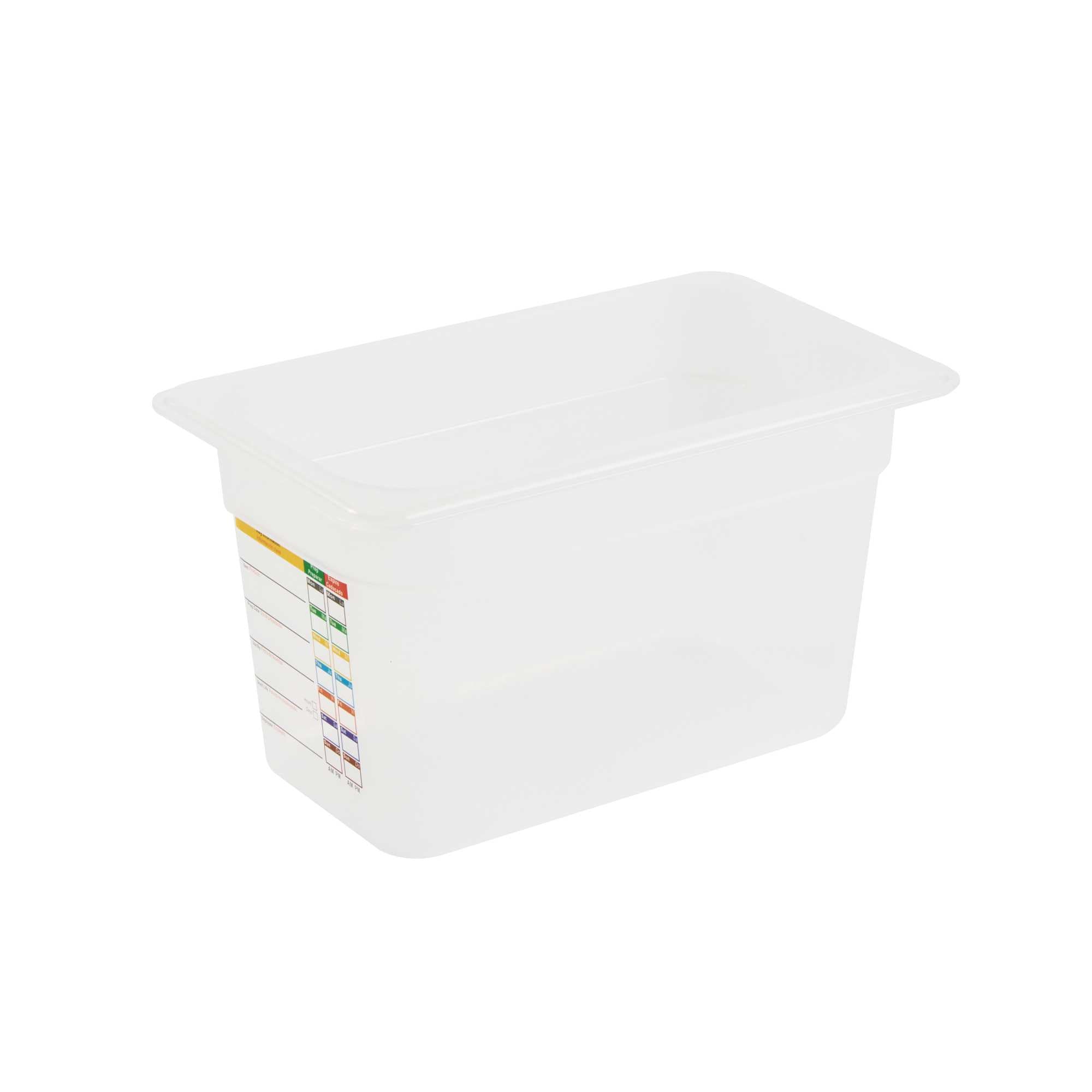 Met Lux Rectangle White Polypropylene 1/4 Size Food Pan - 6" Deep, with Label - 1 count box