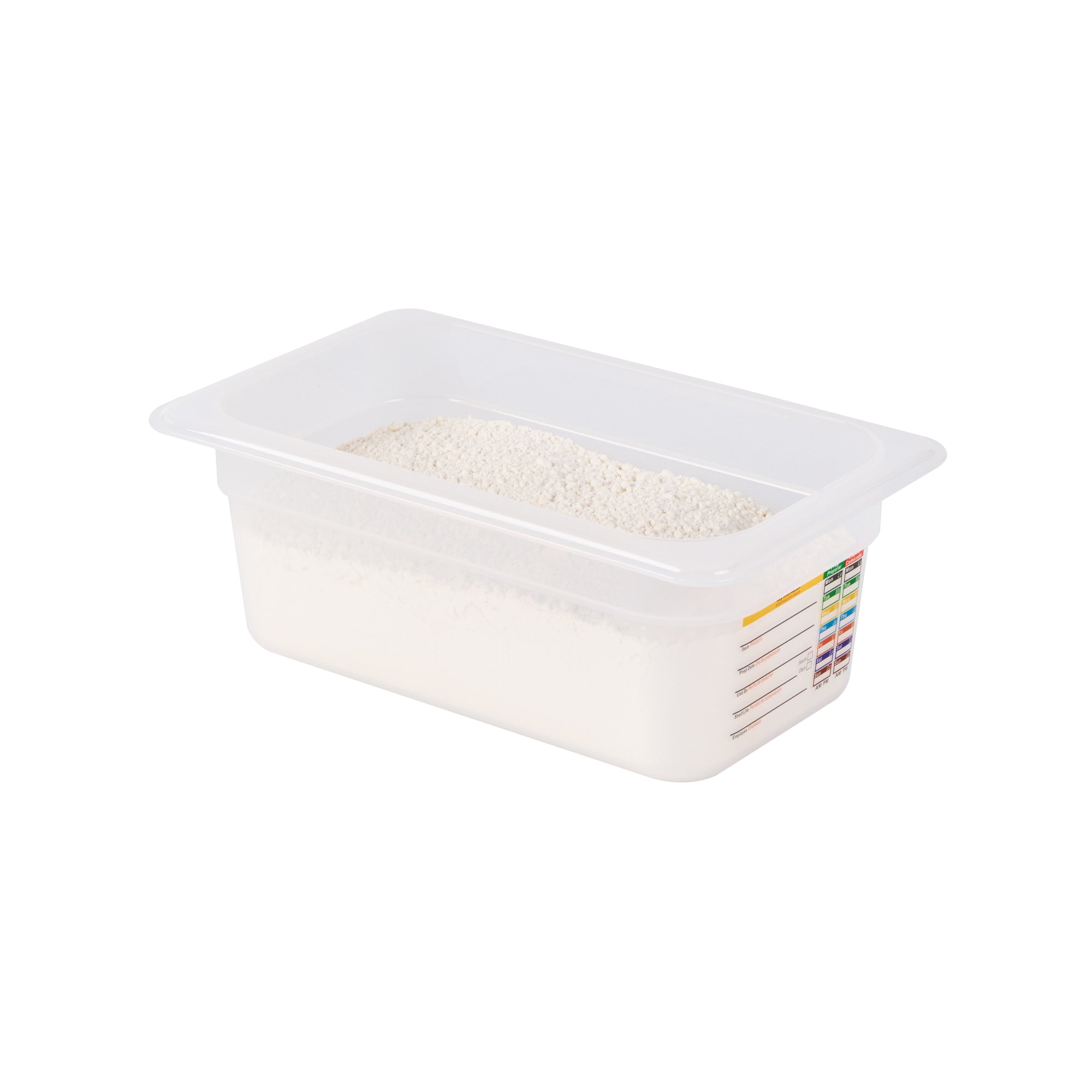 Met Lux Rectangle White Polypropylene 1/4 Size Food Pan - 4" Deep, with Label - 10 count box