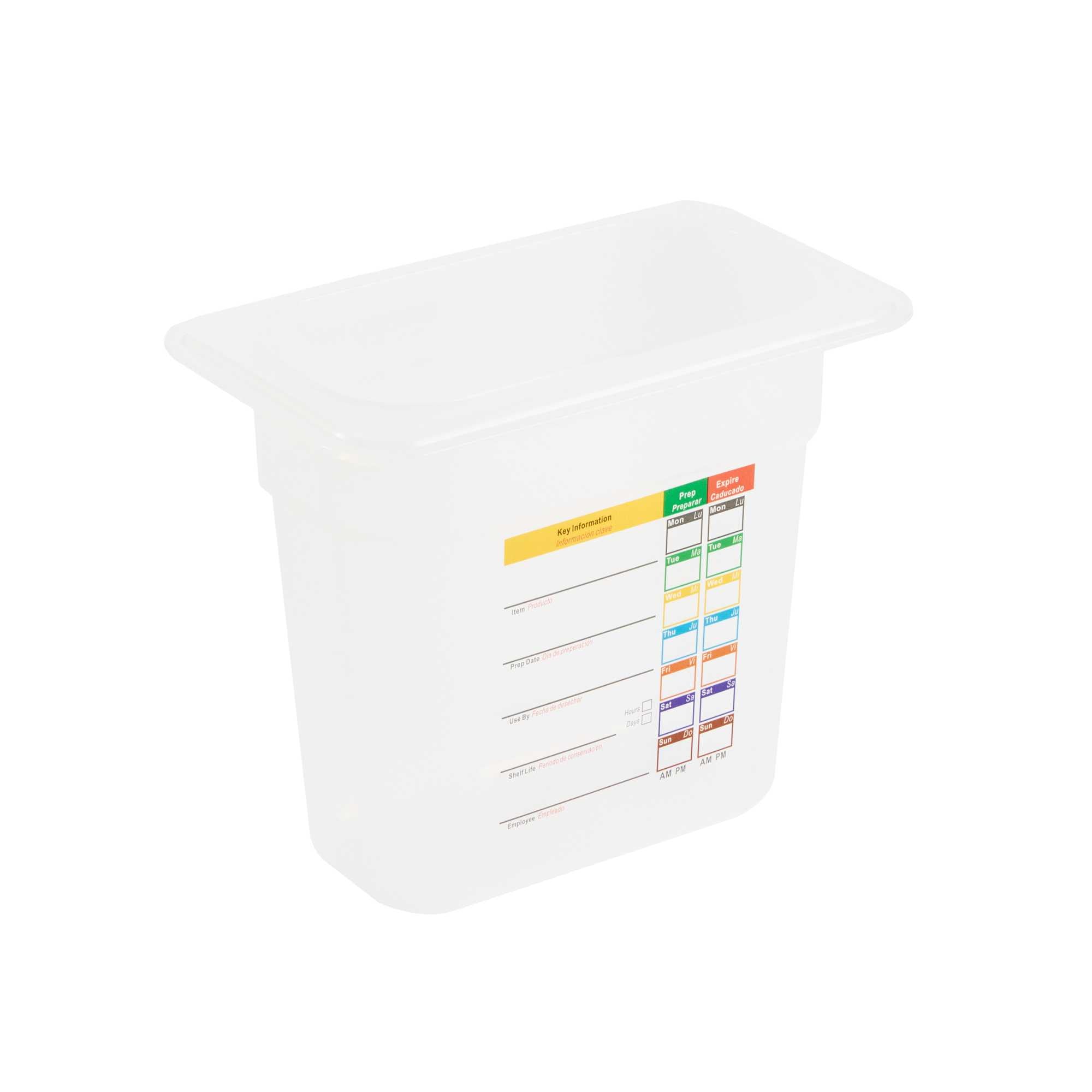 Met Lux Rectangle White Polypropylene 1/9 Size Food Pan - 6" Deep, with Label - 1 count box