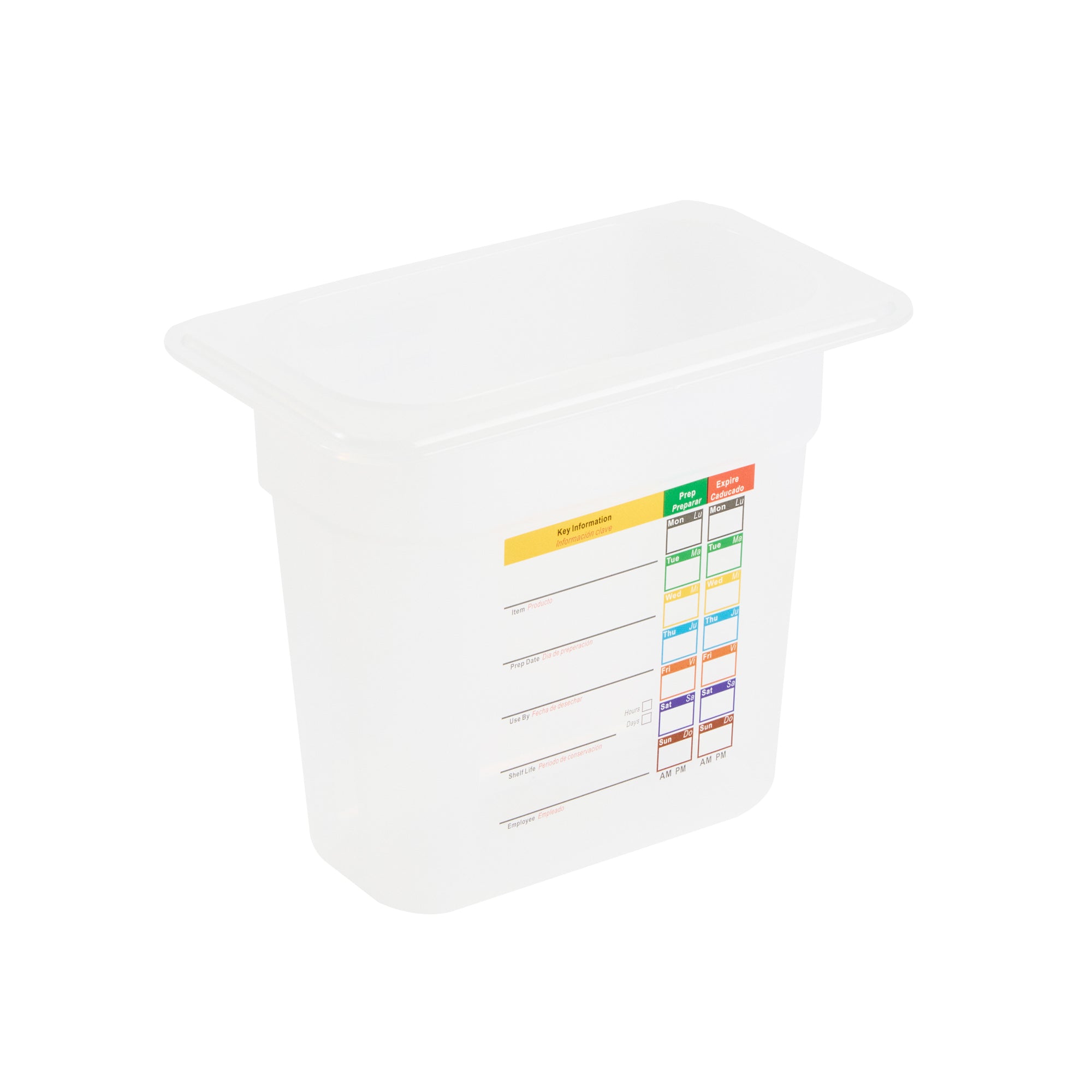 Met Lux Rectangle White Polypropylene 1/9 Size Food Pan - 6" Deep, with Label - 10 count box