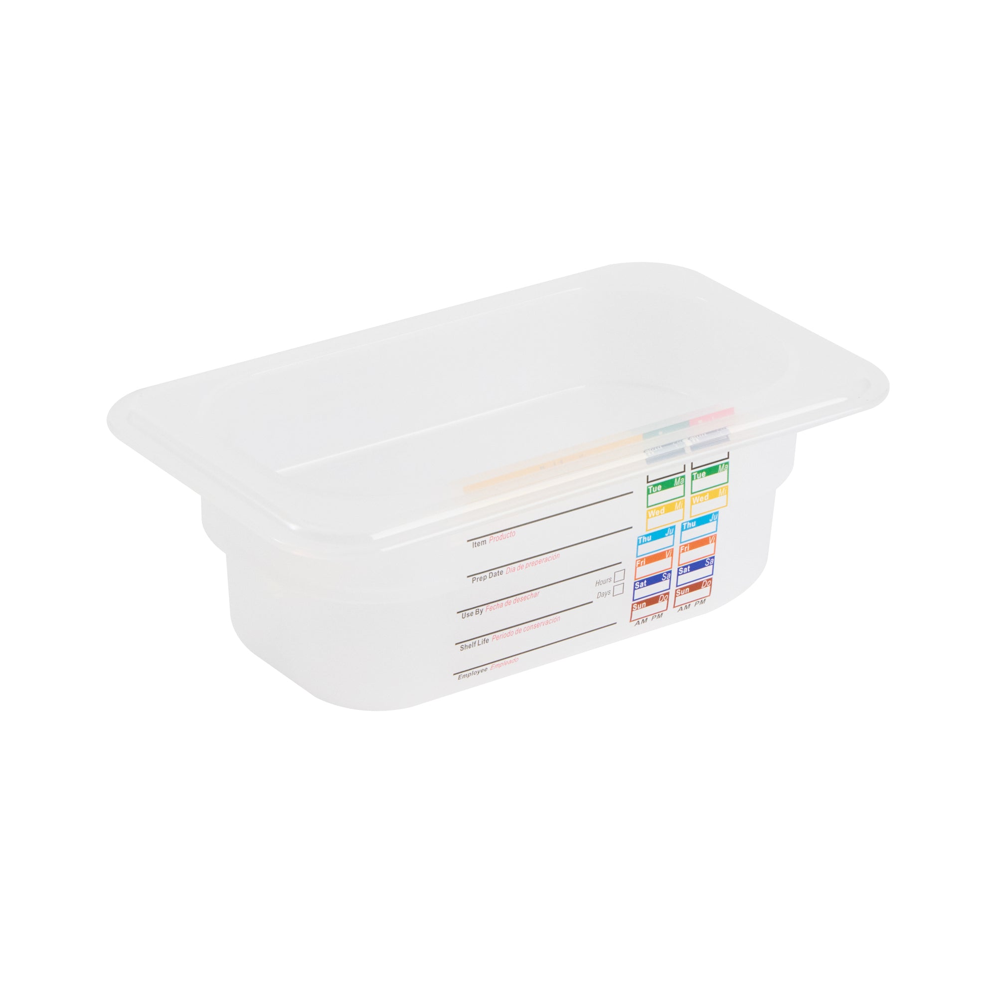 Met Lux Rectangle White Polypropylene 1/9 Size Food Pan - 2.5" Deep, with Label - 10 count box