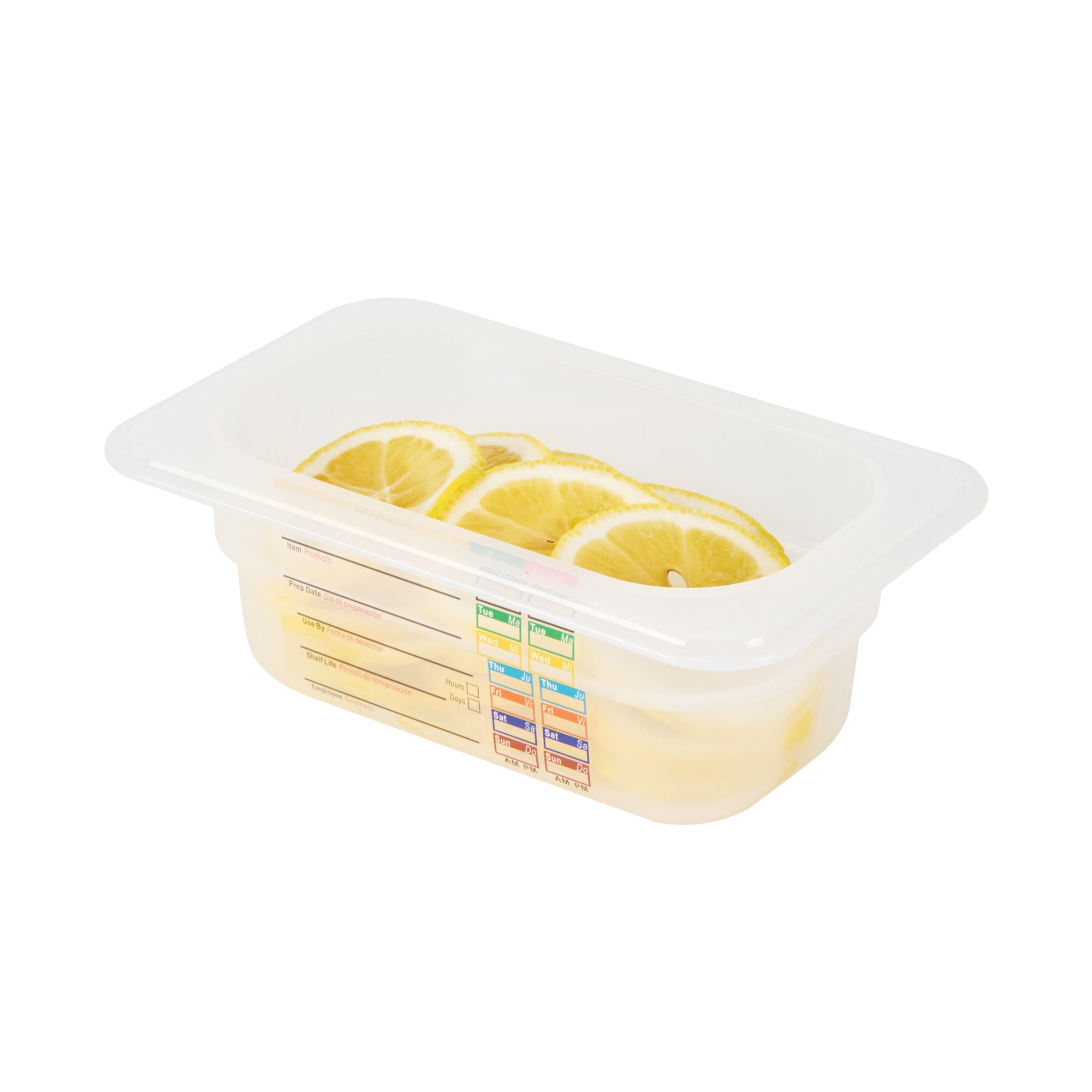 Met Lux Rectangle White Polypropylene 1/9 Size Food Pan - 2.5" Deep, with Label - 10 count box