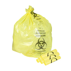 Clean Tek Professional 40-45 Gal Yellow Plastic Biohazard Trash Liner - Infectious Linen,Linear Low Density,3 mil - 40