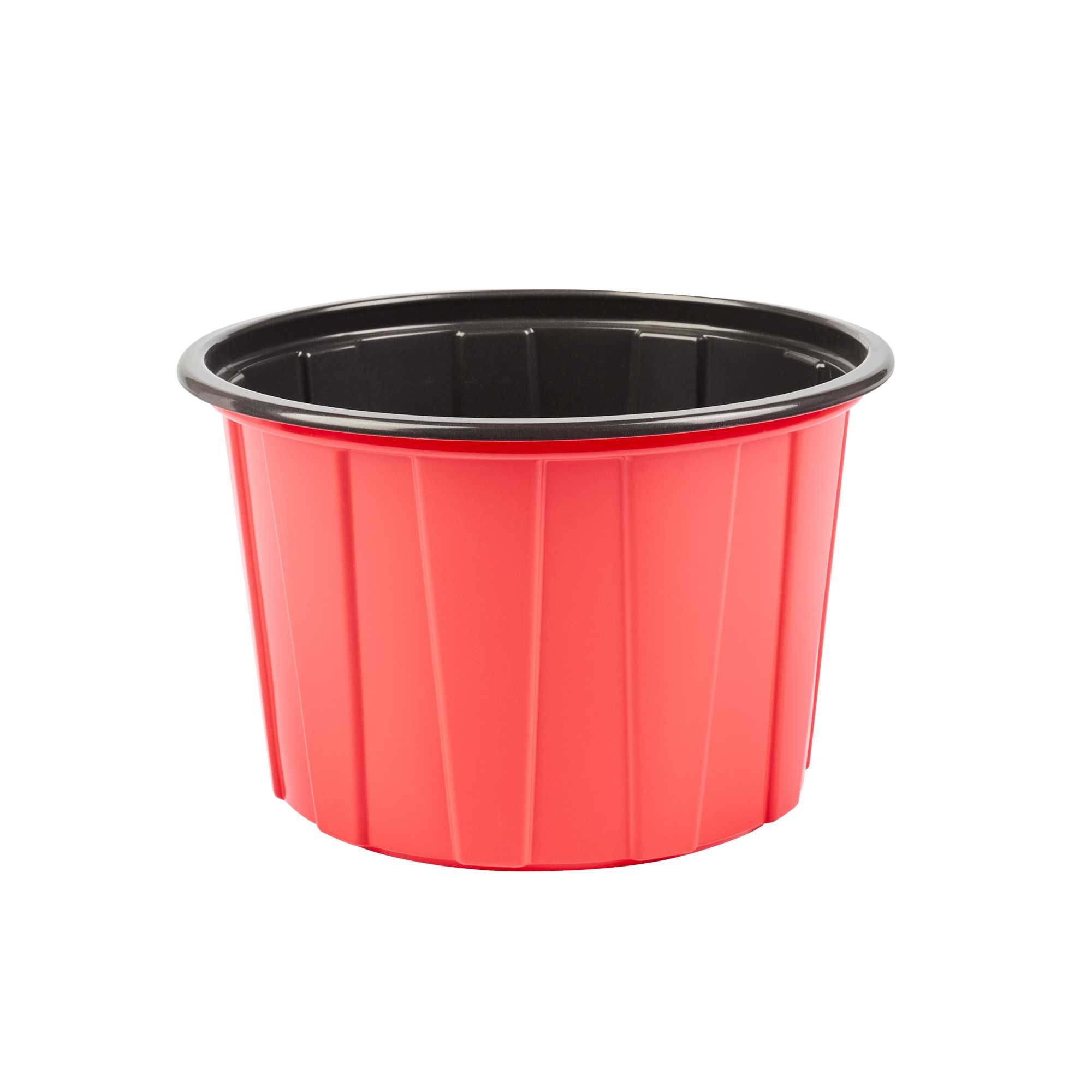 Bento Tek 58 oz Round Red Plastic To Go Box - Microwave-Safe - 7" x 7" x 4 1/2" - 200 count box