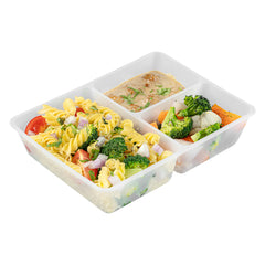 Bio Tek 40 oz White Plastic 3-Compartment Insert Tray - Fits 49 / 71 / 98 Bio Box Take Out Container, Microwave-Safe - 50 count box
