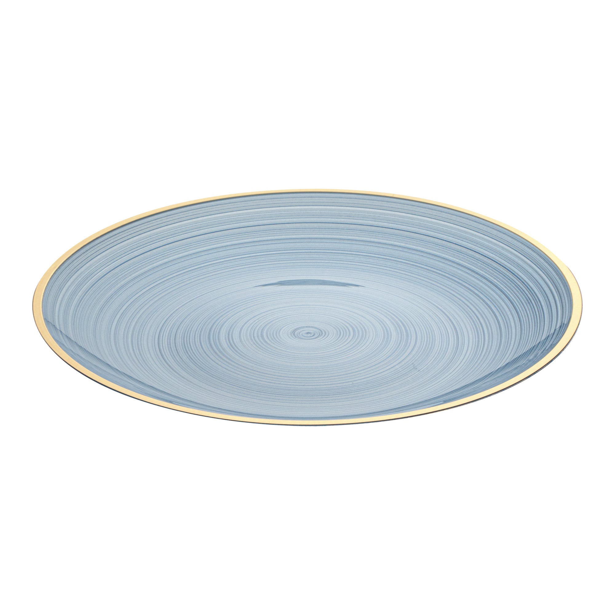 Moderna Round Blue Translucent Plastic Gold-Rimmed Plate - Rippled - 7 1/4" x 7 1/4" - 100 count box