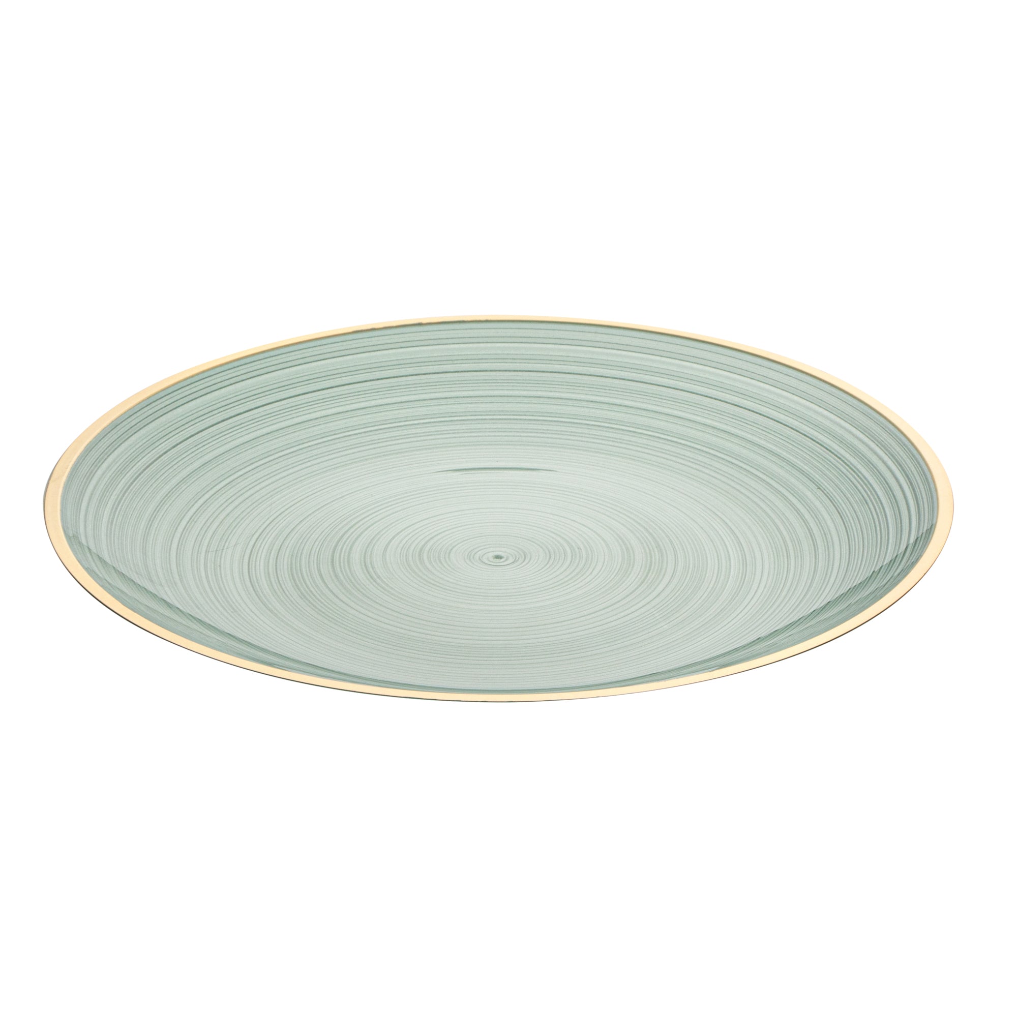 Moderna Round Green Translucent Plastic Gold-Rimmed Plate - Rippled - 7 1/4" x 7 1/4" - 100 count box
