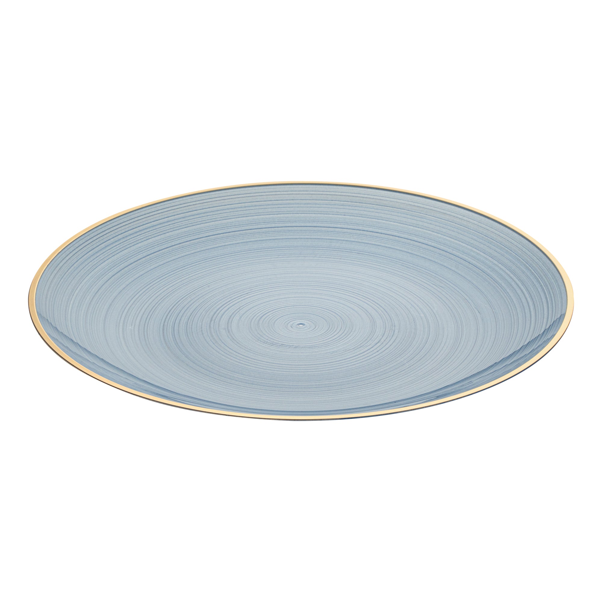 Moderna Round Blue Translucent Plastic Gold-Rimmed Plate - Rippled - 10" x 10" - 100 count box