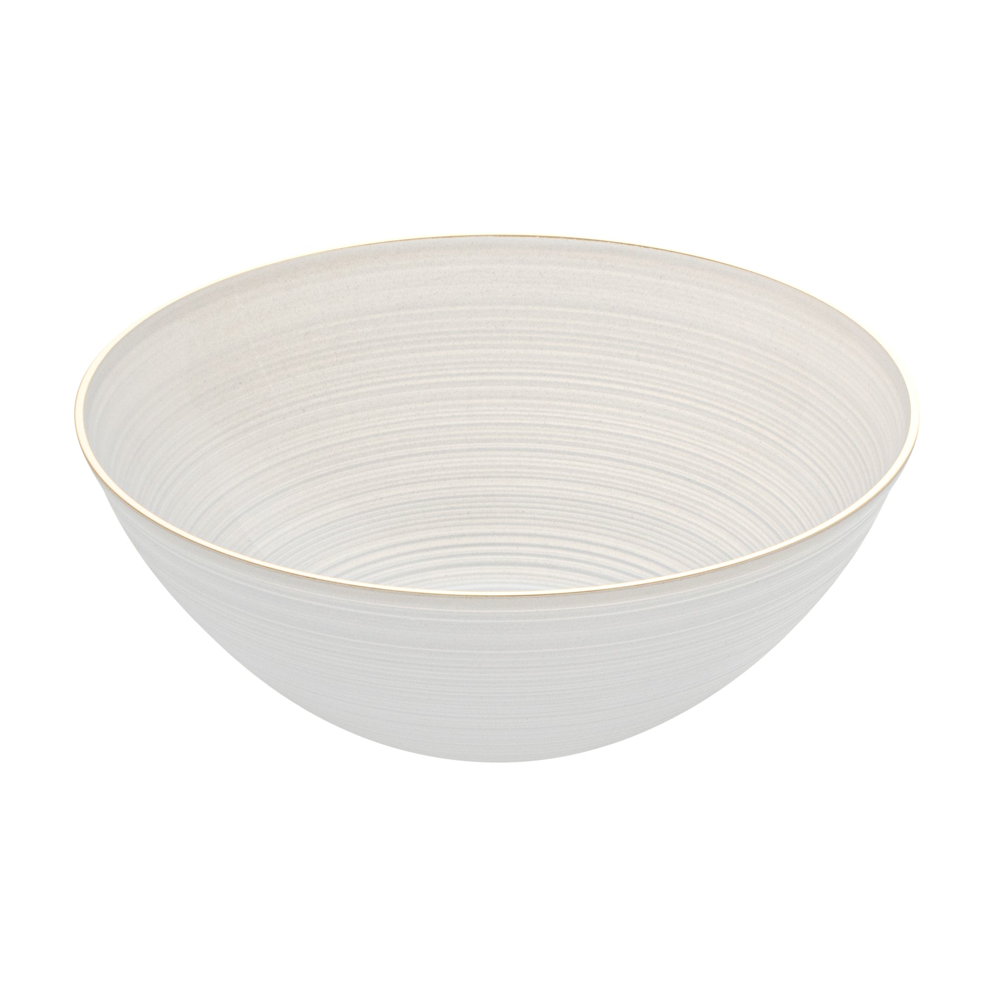 Moderna 16 oz Round White Translucent Plastic Gold-Rimmed Bowl - Rippled - 5 1/2" x 5 1/2" x 2" - 20 count box
