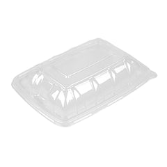 Pulp Safe Clear Plastic Dome Lid - Fits 3-Divider Taco Holder Tray - 50 count box
