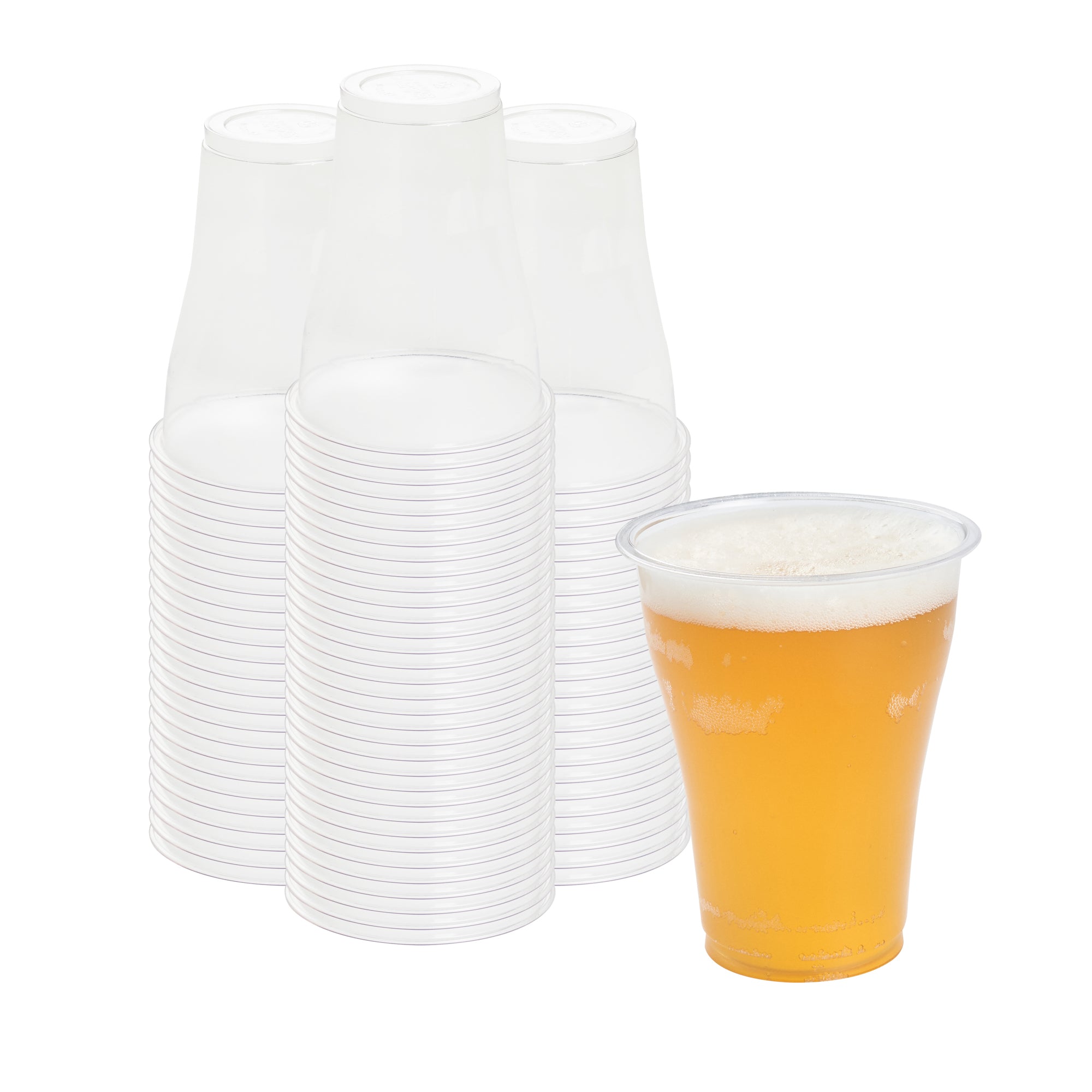 Basic Nature 14 oz Clear PLA Plastic Beer Glass - Compostable - 3 3/4" x 3 3/4" x 4 1/2" - 1000 count box