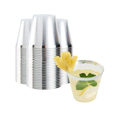 Chef 101 5 oz Clear Plastic Tumbler - with Silver Rim - 2 3/4