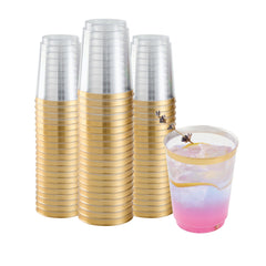 Chef 101 10 oz Clear Plastic Tumbler - with Gold Rim - 3