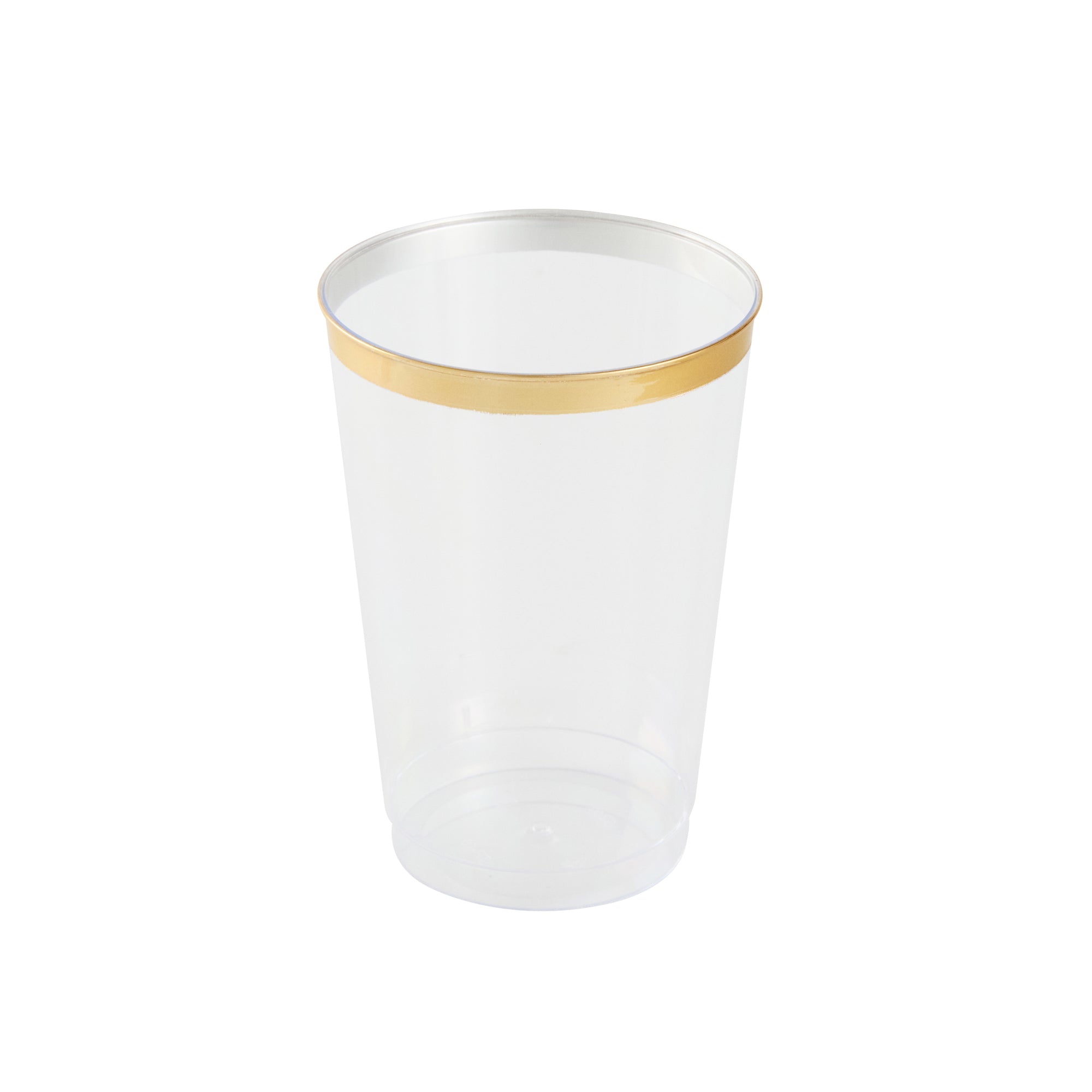 Chef 101 12 oz Clear Plastic Tumbler - with Gold Rim - 3" x 3" x 4 1/4" - 500 count box