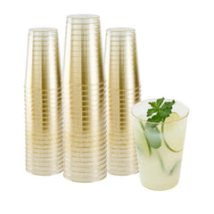 Chef 101 12 oz Gold Glitter Plastic Tumbler - 3