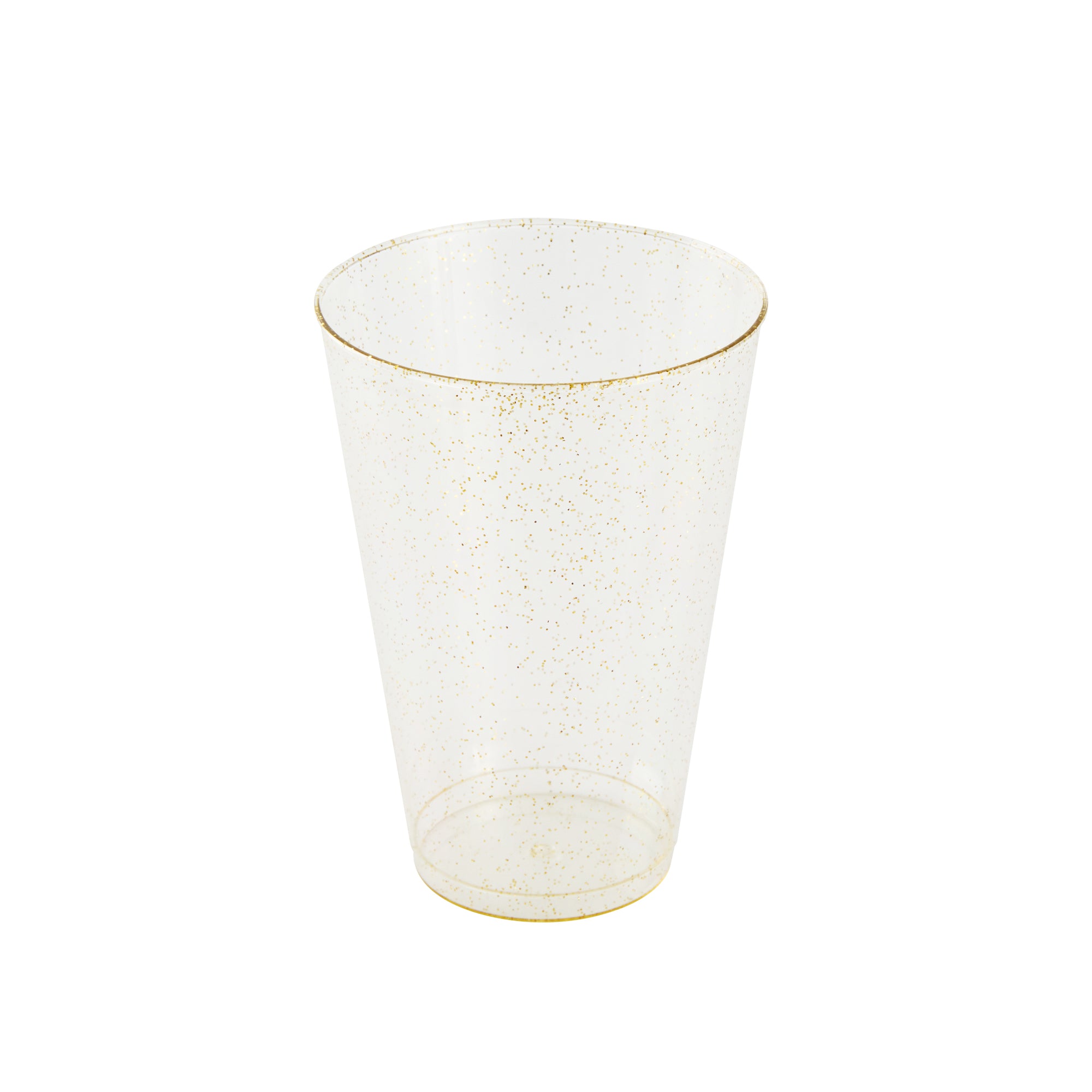Chef 101 14 oz Gold Glitter Plastic Tumbler - 3 1/4" x 3 1/4" x 4 3/4" - 500 count box