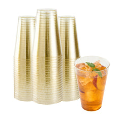 Chef 101 14 oz Gold Glitter Plastic Tumbler - 3 1/4