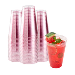 Chef 101 14 oz Pink Glitter Plastic Tumbler - 3 1/4