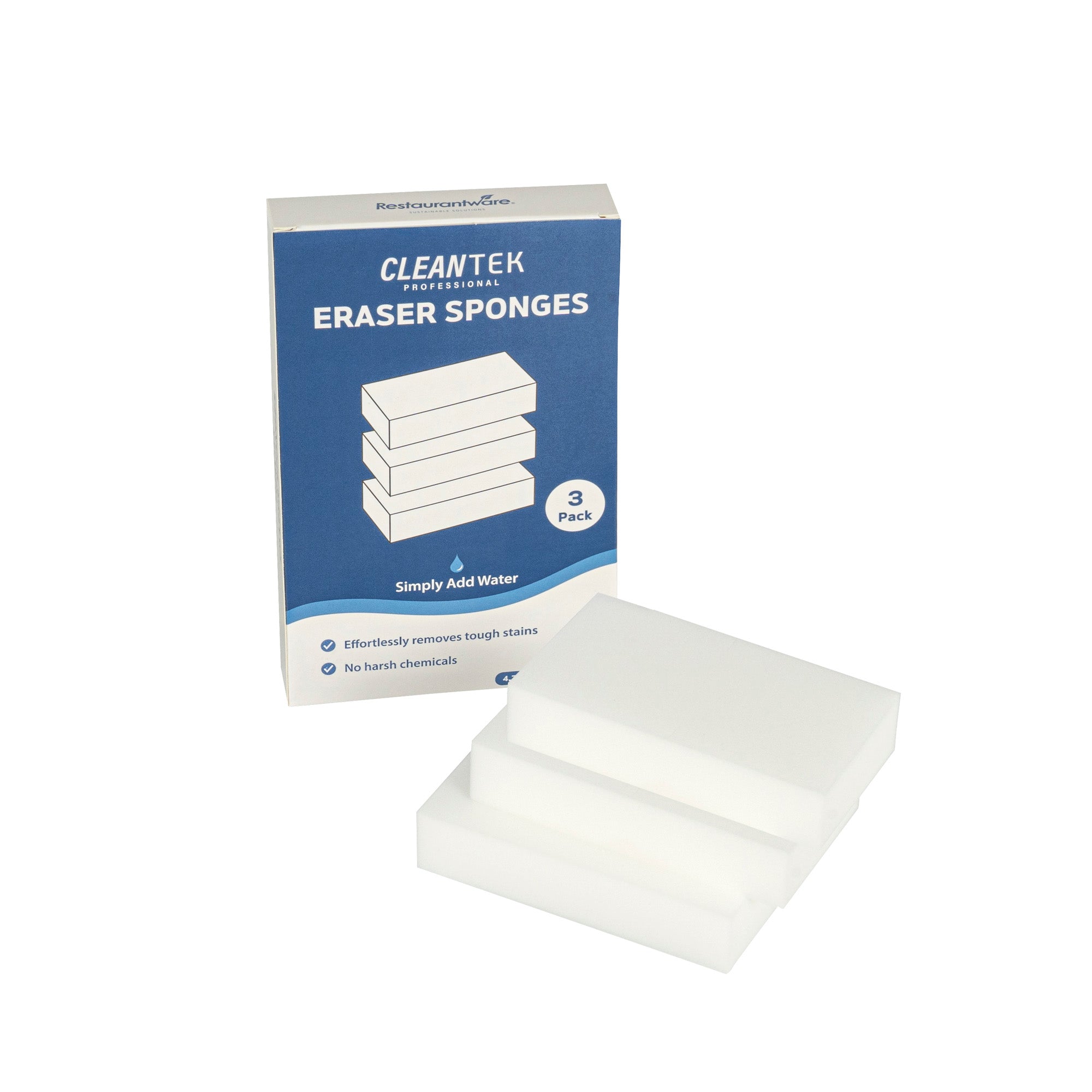 Clean Tek Professional White Eraser Sponge - 4 3/4" x 2 1/2" x 1" - 60 count box